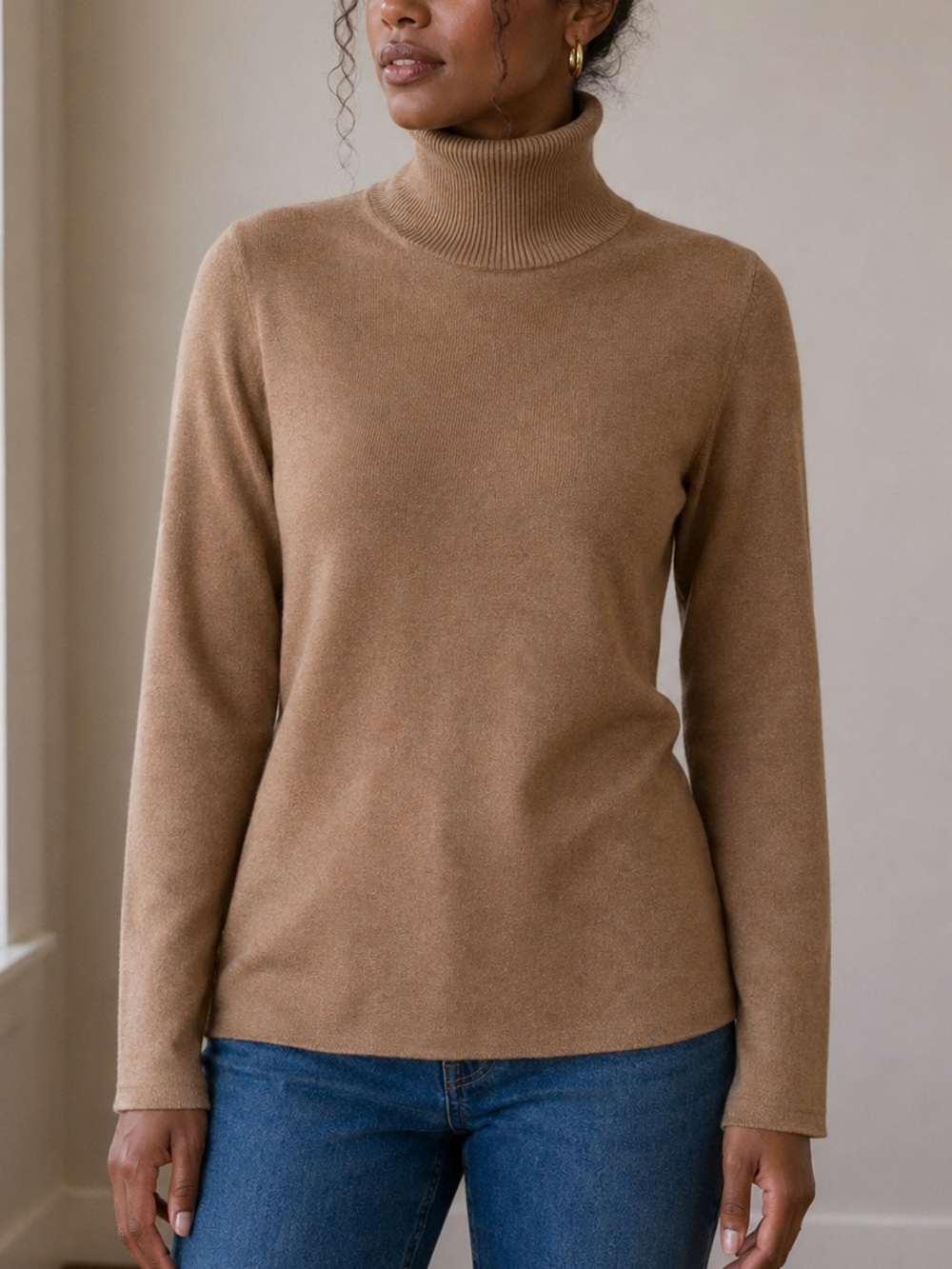 Anne Klein Tan Turtleneck Sweater
